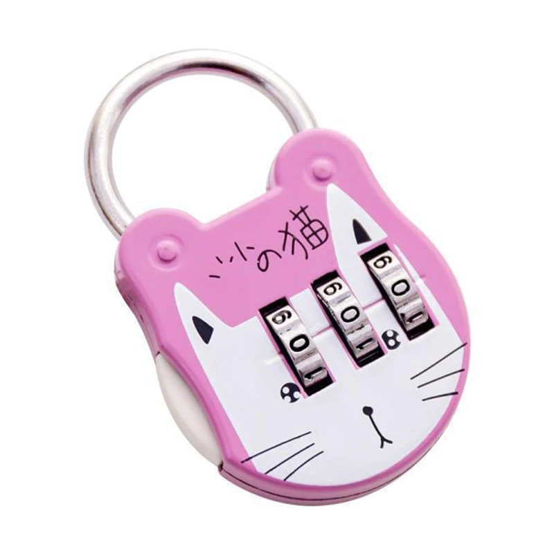 1pc Cute Cat Batožiny Zámkom Kufor Batoh Password Lock Cartoon Mini Nezadáte Visiaci zámok Vestník Notebook, Kabelky Kód Zámky