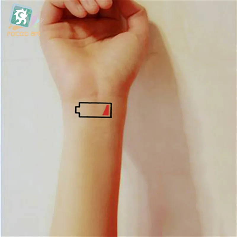 Body Art Harajuku nepremokavé dočasné tetovanie pre mužov a ženy, 3d batérie dizajn malé tetovanie nálepky Veľkoobchod HC1123
