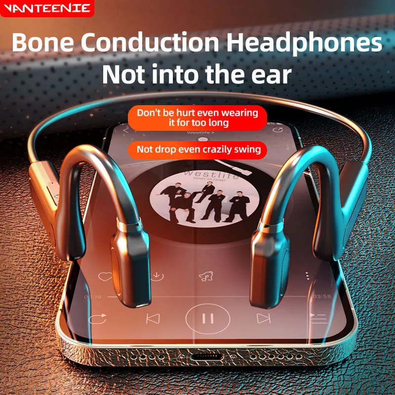 Kostné Vedenie Slúchadlá Bluetooth-kompatibilné Nepremokavé Pohodlné Nosenie Otvorené Ucho Ľahké Športové Slúchadlá