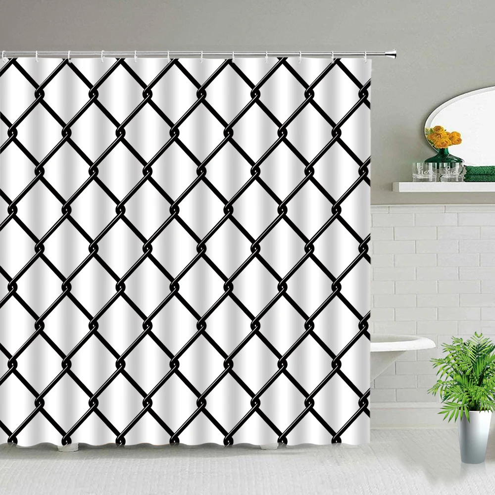 Nepremokavé Sprchový Záves Nastaviť Kúpeľňa Domova Polyester Textílie Zavesenie Záclon Geometrický Vzor Vaňou Dekor S Háčikmi