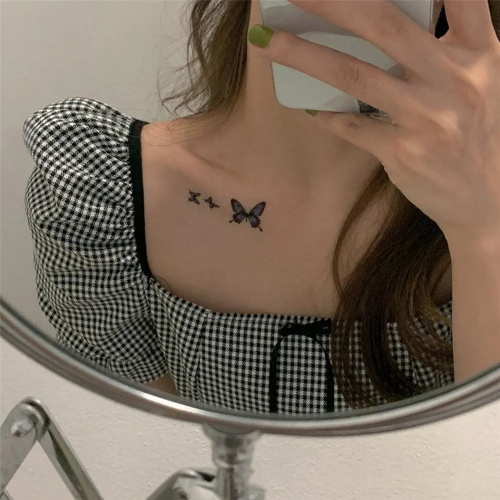 Nový Butterfly Tetovanie Nepremokavé Blue Butterfly Clavicle Dočasné Tetovanie Nálepky Strany Obtlačky Muži Ženy Body Art