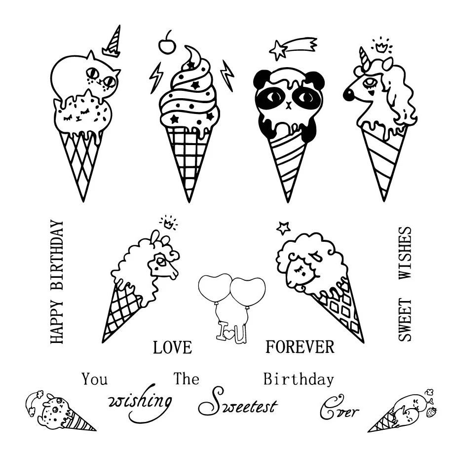 ZhuoAng Roztomilý Zvieratá Ice cream Jasné Známky Pre DIY Scrapbooking/Karty Tvorby/Album Dekoratívne Silikónové Pečiatka Remeslá